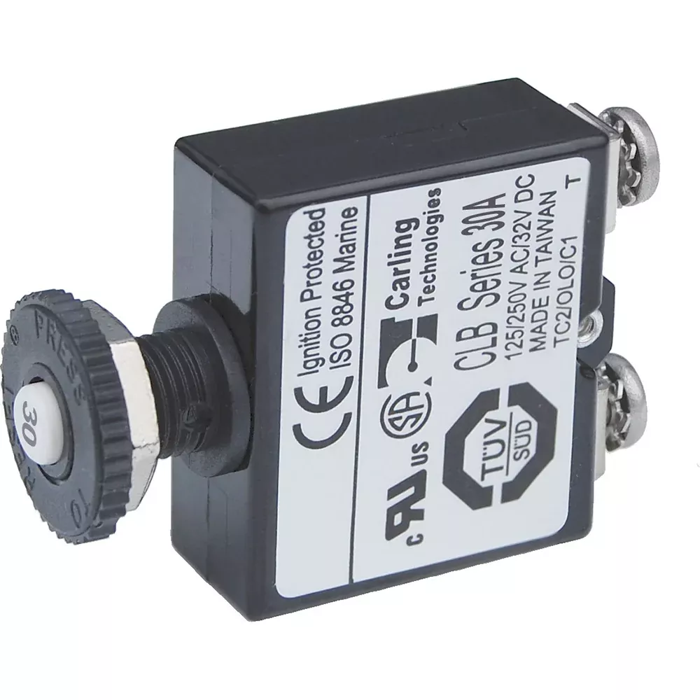 Blue Sea Push Button Reset Only Screw Terminal Circuit Breaker 30 Amps 2136