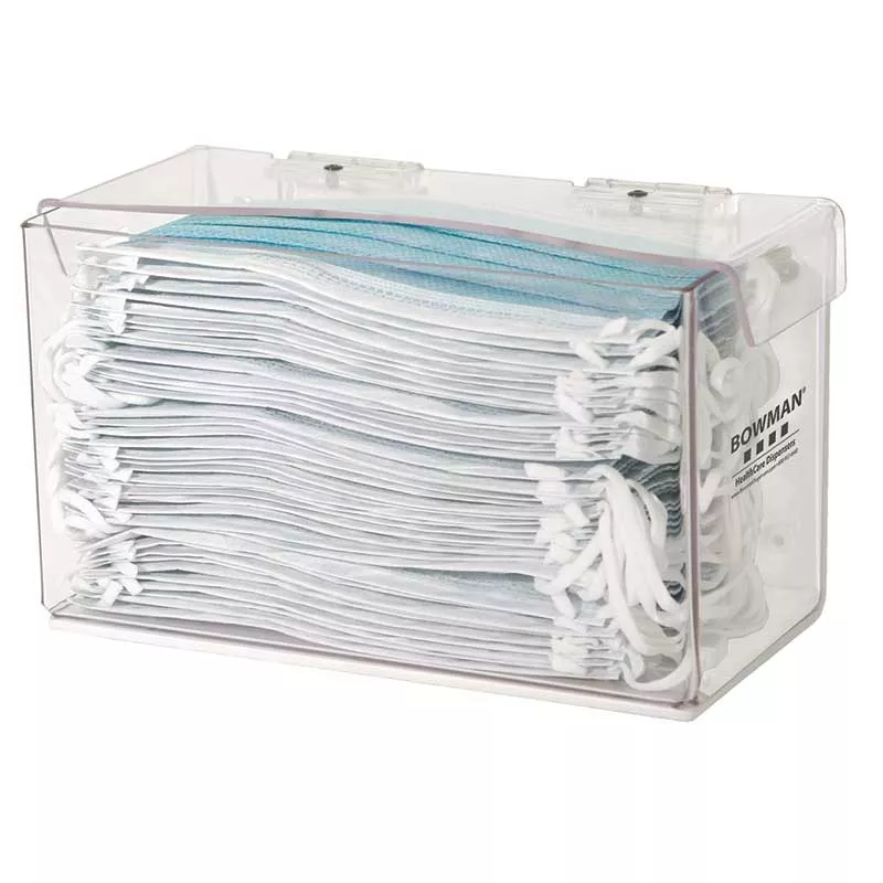 Face Mask Dispenser Bulk ABS/PETG Plastic with Lid FD-005 - White/Clear